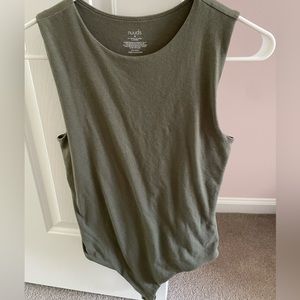 Nuuds Classic Crew Tank Bodysuit in Dark Olive